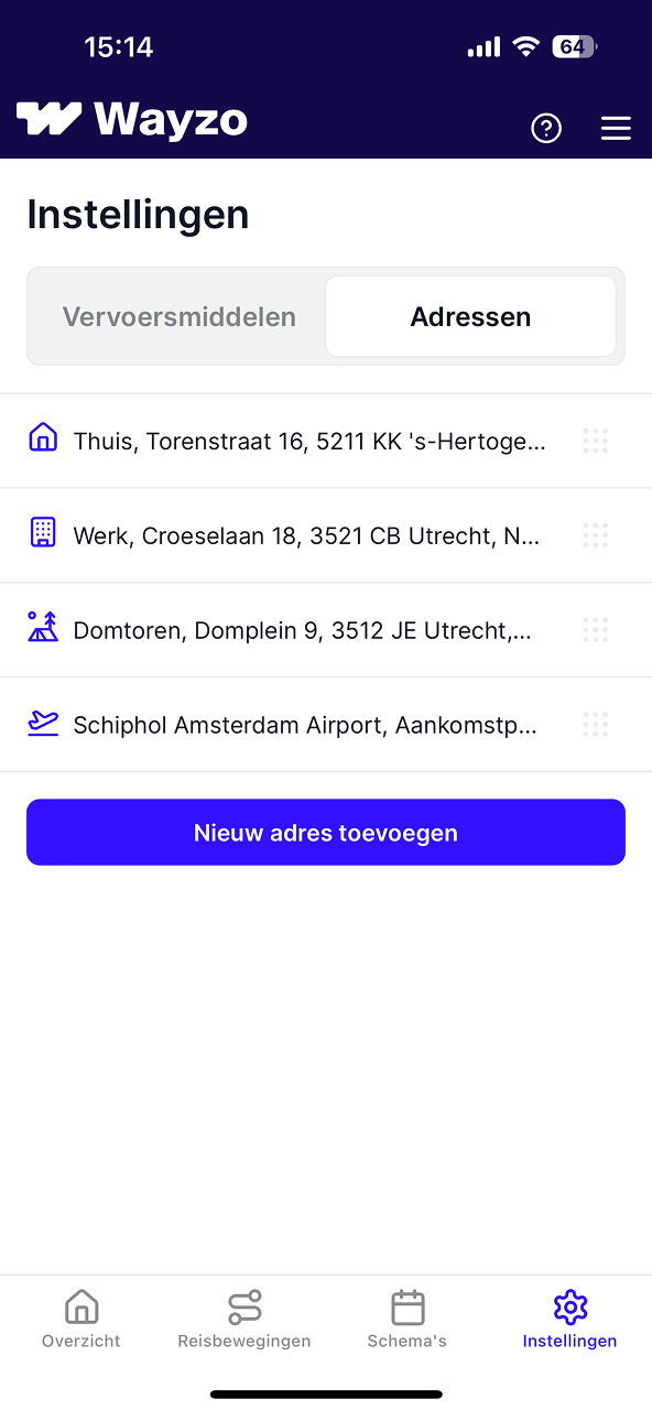 Adressen beheer interface